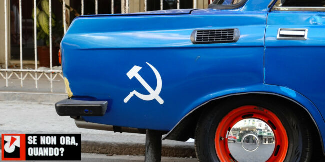 Blue car on road