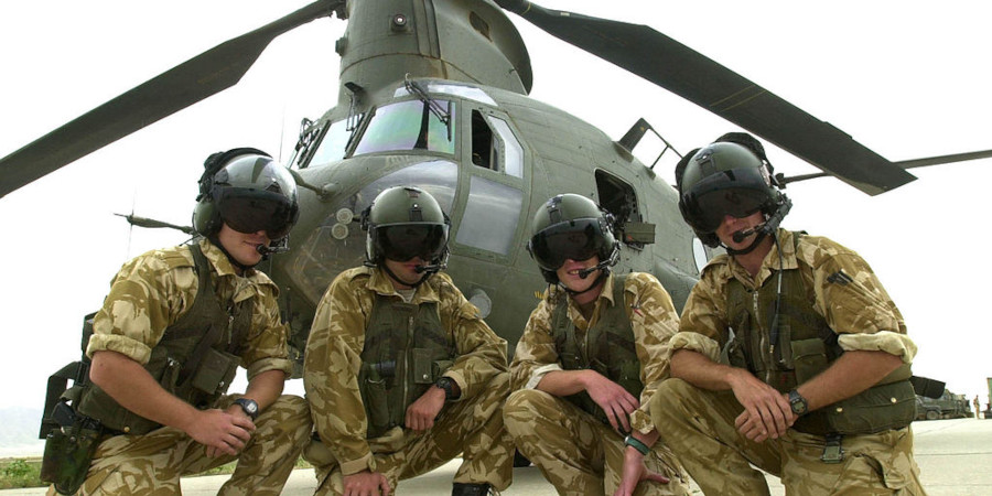 Aircrew from a CH47 Chinook Helicopter at Bagram Airbase, Afghanistan