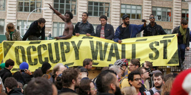 Occupy Wall Street protesters gather in Duarte Square in New York