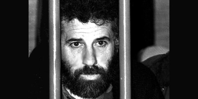 Renato Curcio durante il processo al nucleo storico delle BR