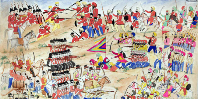 A_battle_between_British_and_Sikh_forces_possibly_Sobraon_10_February_1846